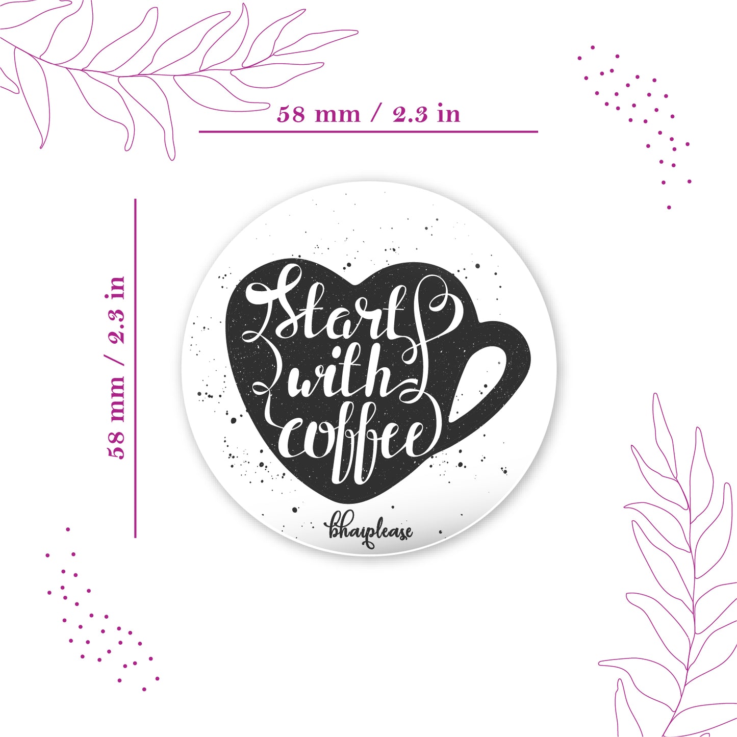 Starts with coffee Round Fridge Magnet