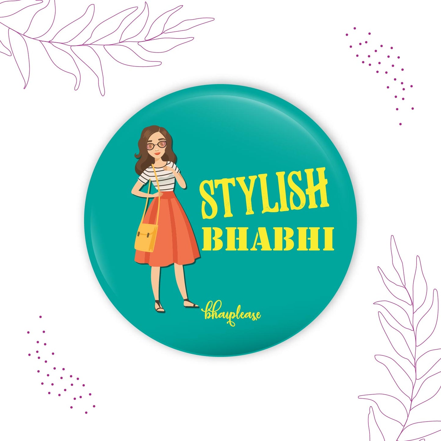 Stylish Bhabhi Round Fridge Magnet