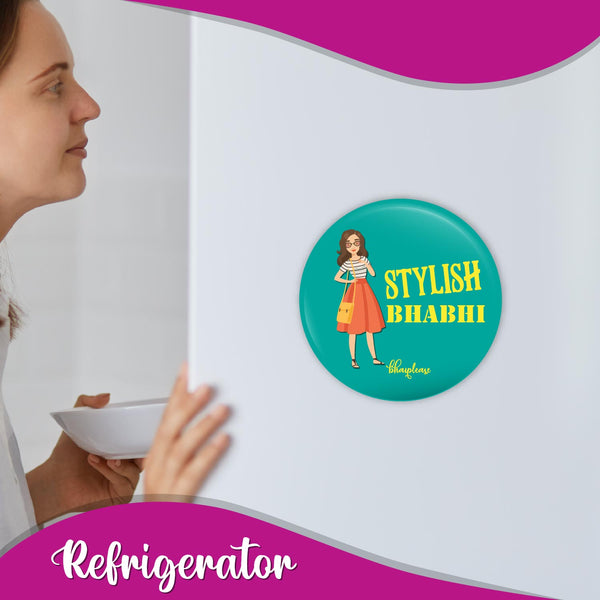 Stylish Bhabhi Round Fridge Magnet