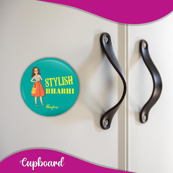 Stylish Bhabhi Round Fridge Magnet