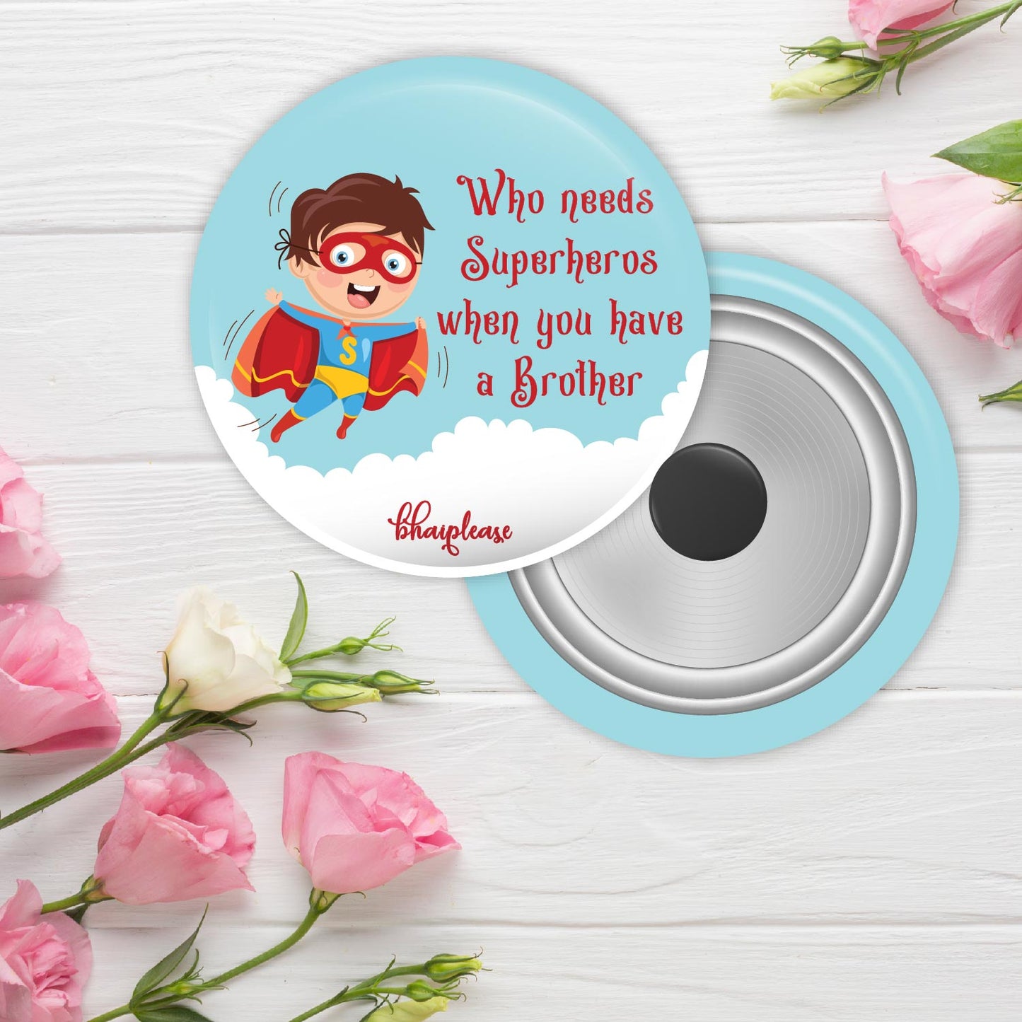 Superhero Brother Round Fridge Magnet