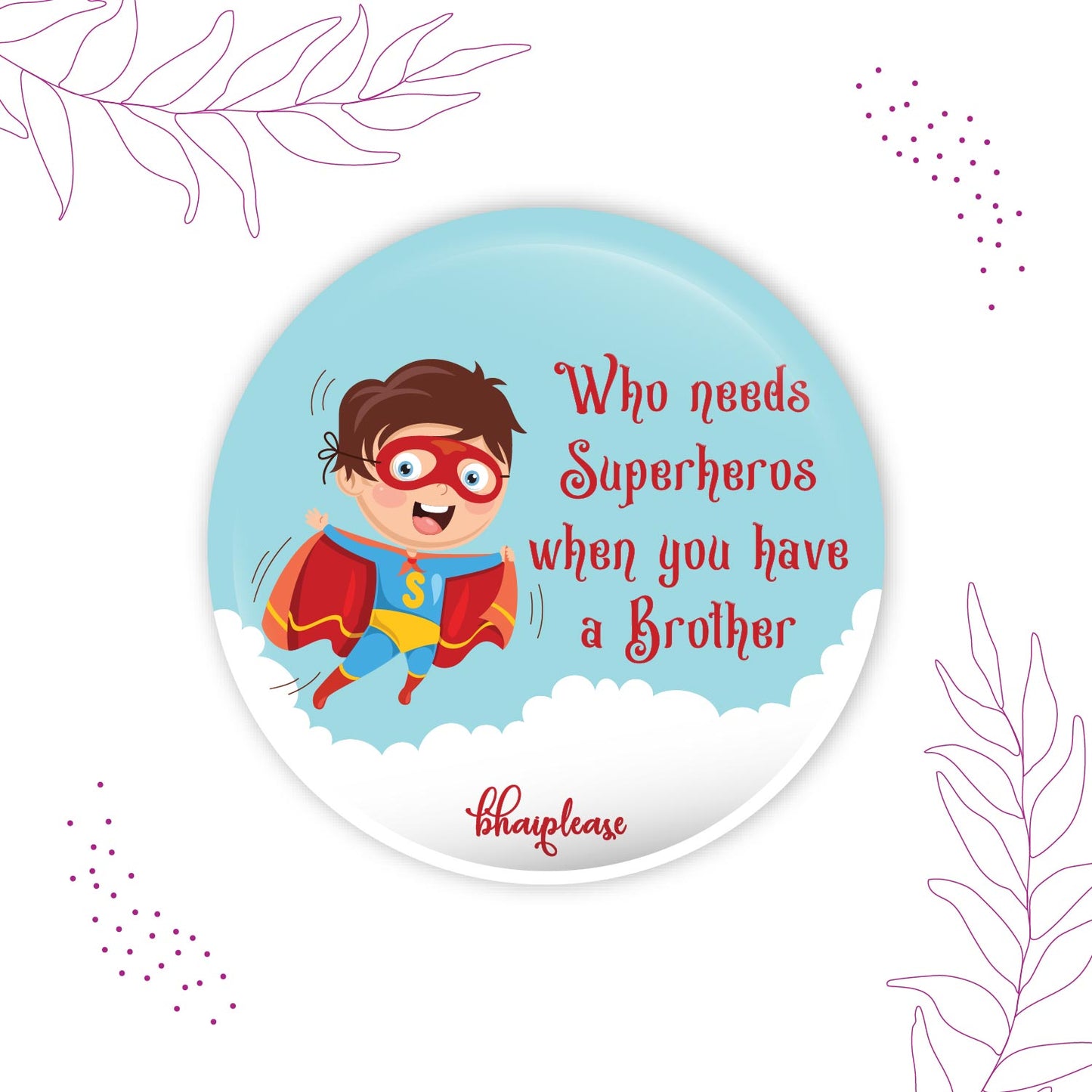 Superhero Brother Round Fridge Magnet