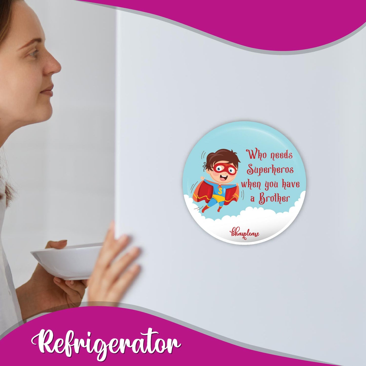 Superhero Brother Round Fridge Magnet