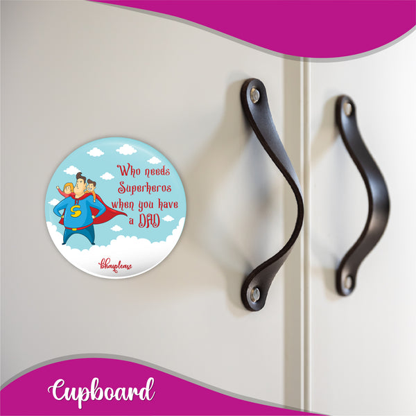 Superhero Dad Round Fridge Magnet