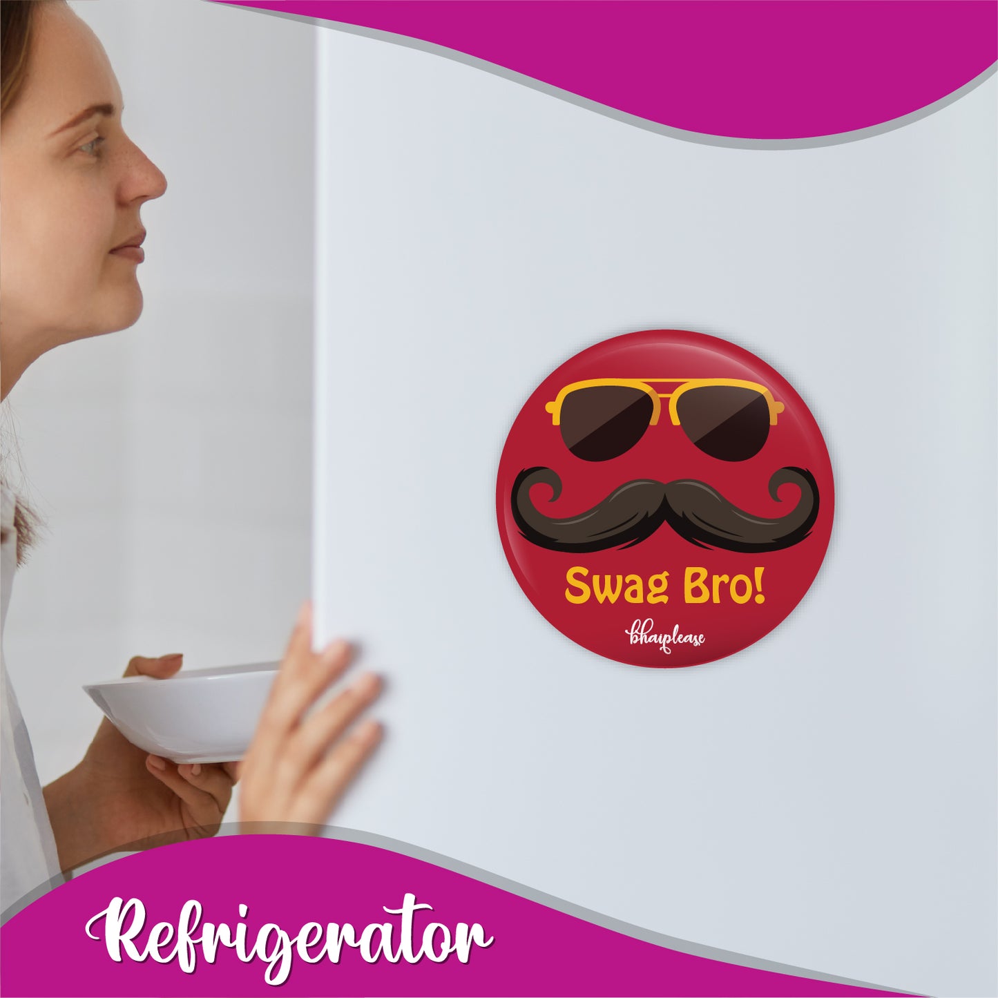 Swag Bro Round Fridge Magnet