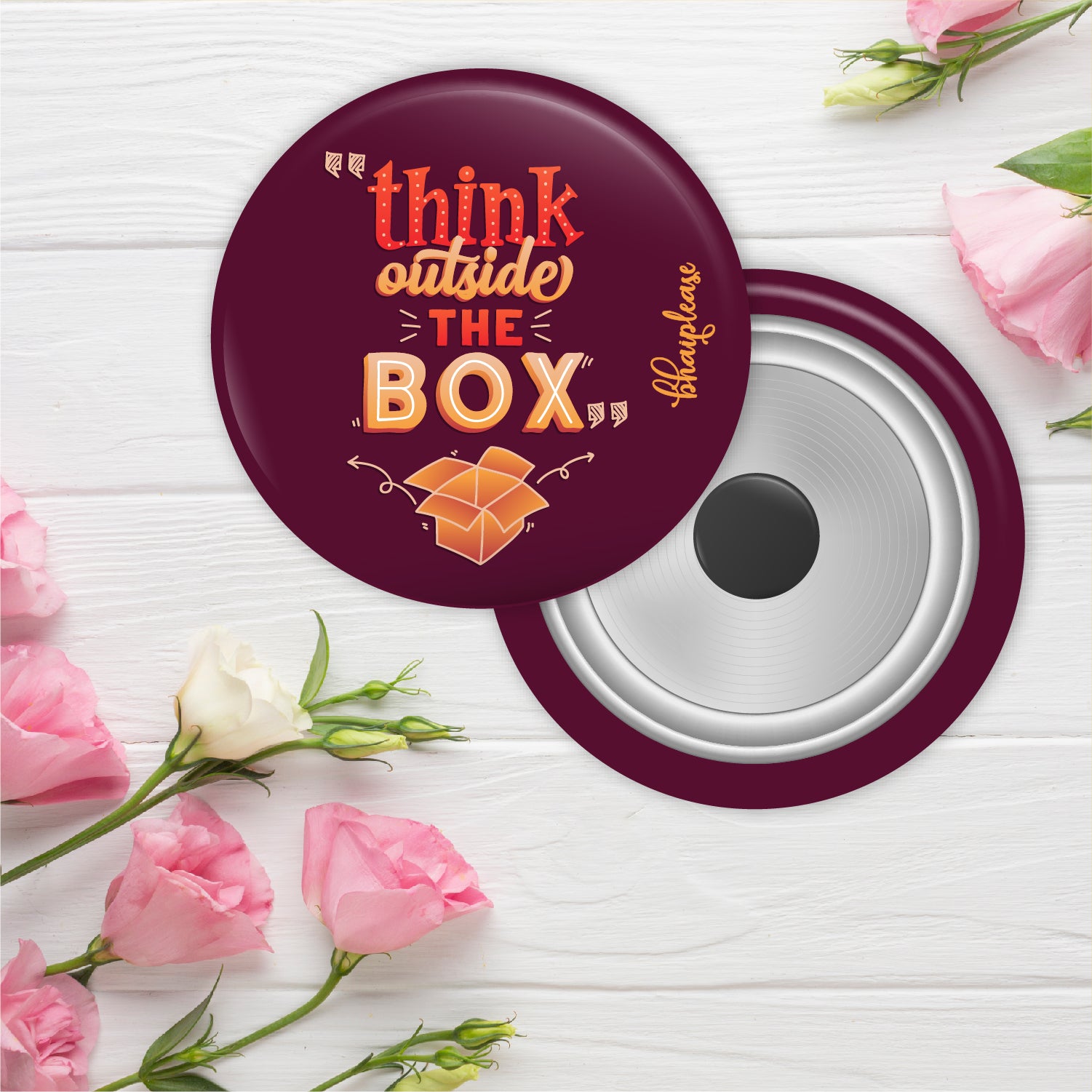 Think outside the Round Fridge Magnet