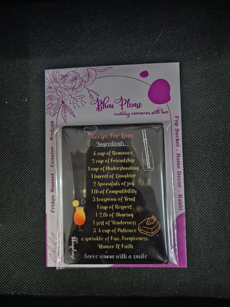 Recipe for Love Wooden Fridge / Refrigerator Magnet
