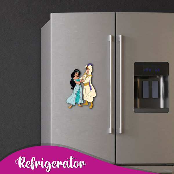 Aladdin & Jasmine Wooden Fridge Magnet