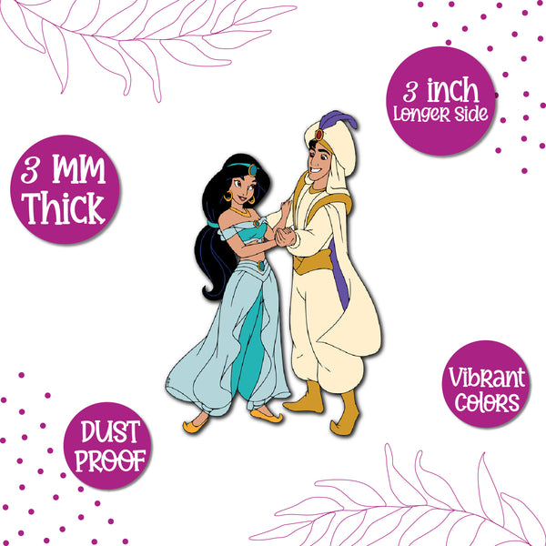 Aladdin & Jasmine Wooden Fridge Magnet