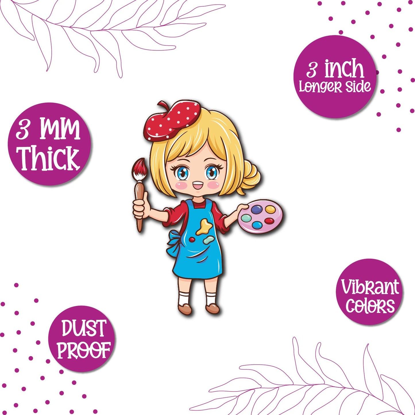 Fun artist character for your fridge