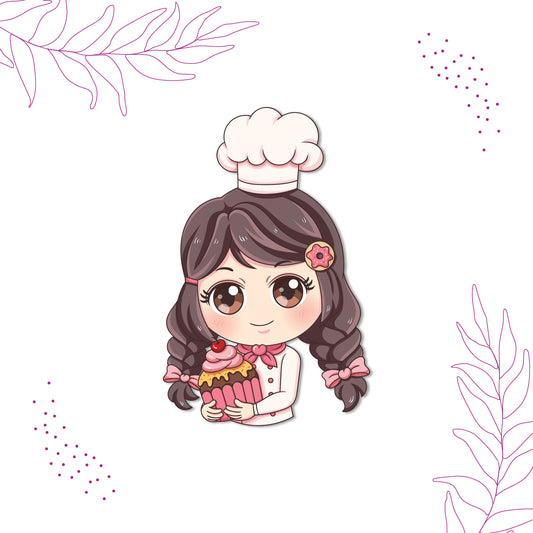 Kitchen baker magnet with an apron