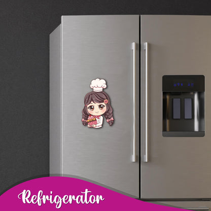 Fridge magnet of a happy baker