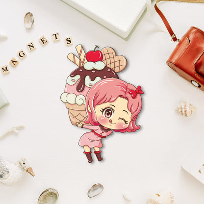 Baker magnet with a delicious-looking cake