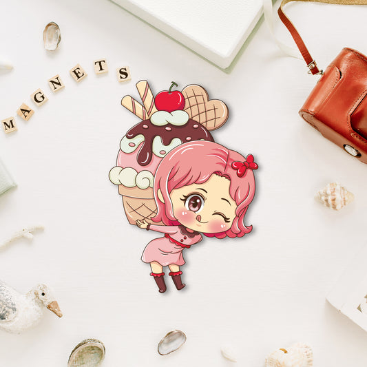 Baker magnet with a delicious-looking cake