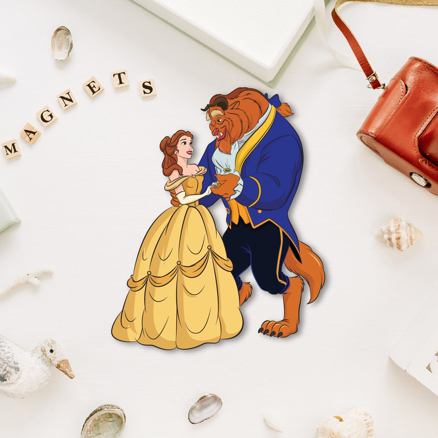 Beauty & Beast Wooden Fridge Magnet