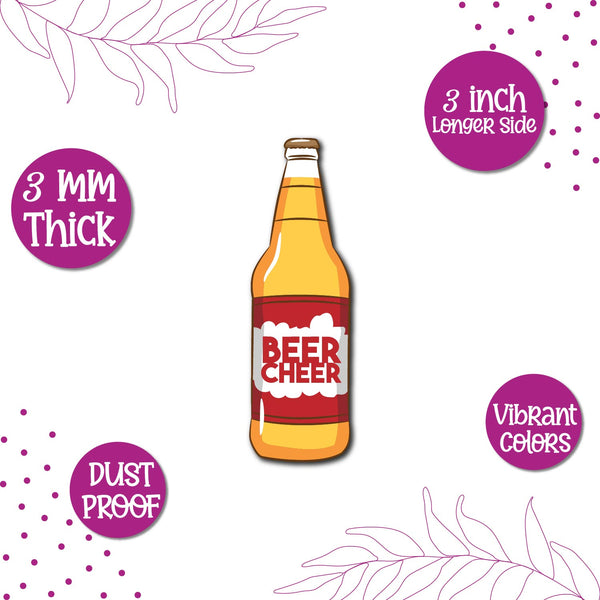 Beer Bottle Wooden Fridge Magnet