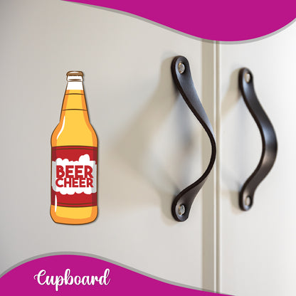 Beer bottle magnet, 3D and hand-painted, for refrigerator decoration.