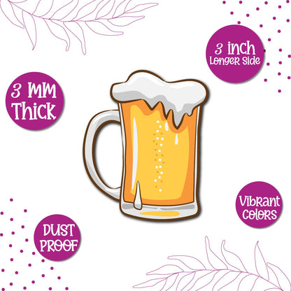 A unique beer glass magnet, perfect for a pub-themed kitchen or bar.