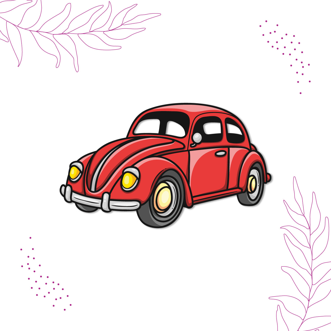 Classic Beetle car decorative magnet.