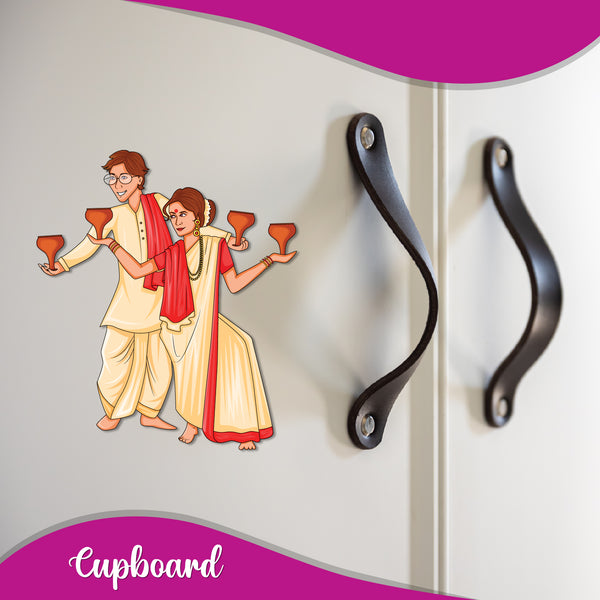 Bengali Couple Wooden Fridge Magnet