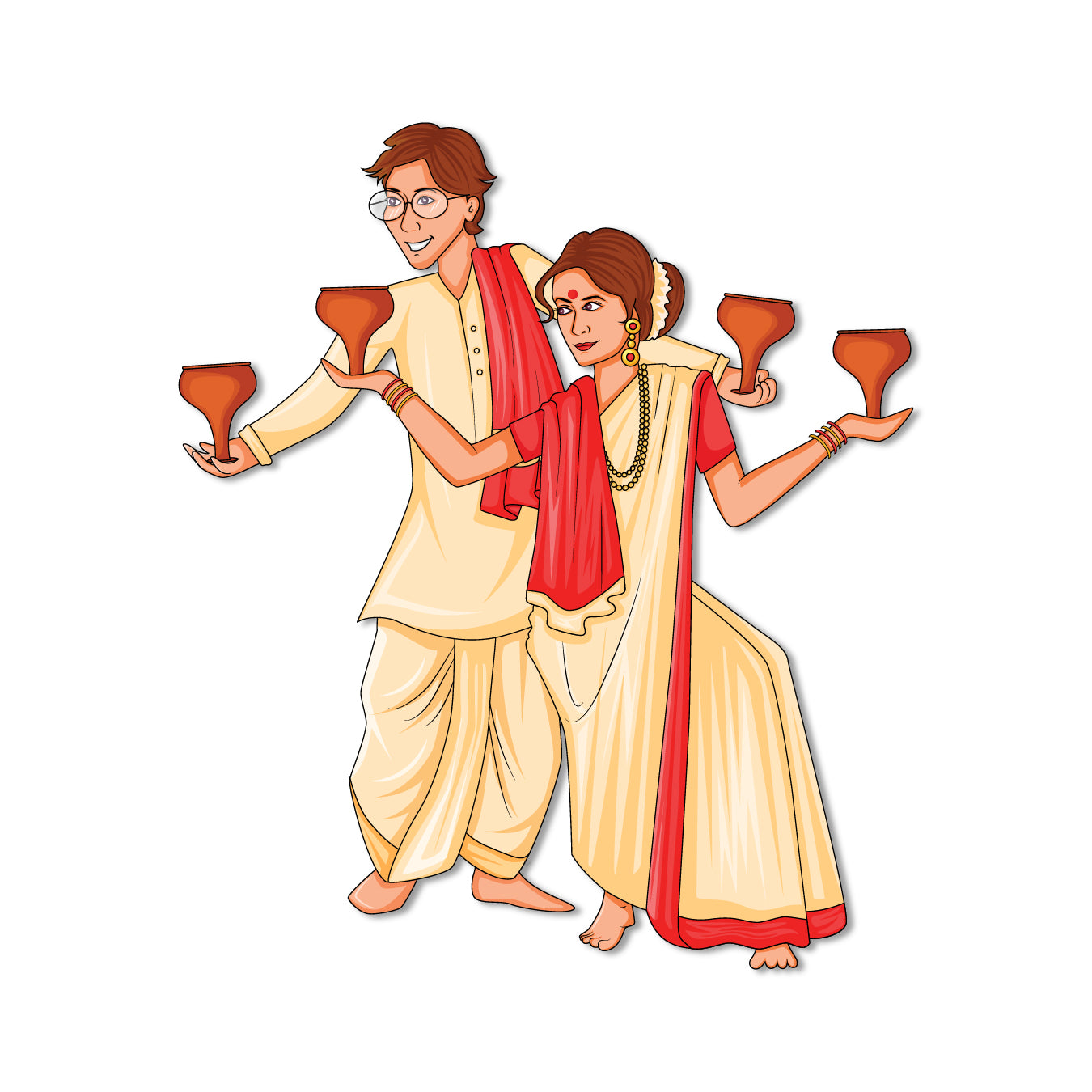 Stylish bengali couple fridge magnet magnet for gifting and home decor