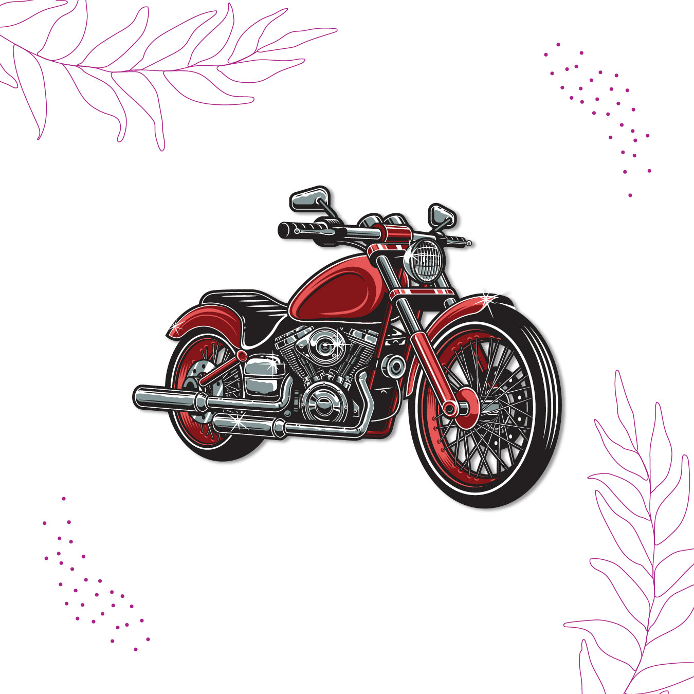 Cool black and white bike decorative magnet.