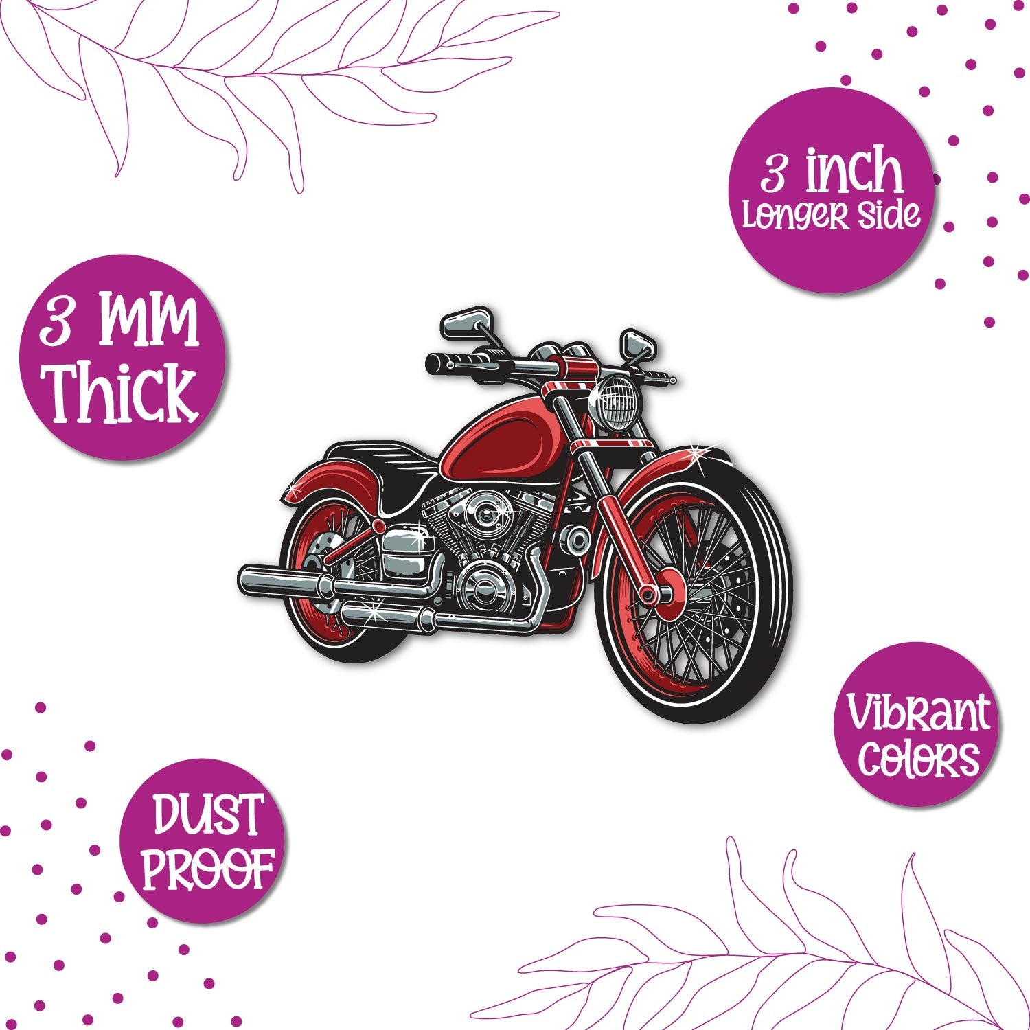 A group of travel-themed magnets including the bike magnet.