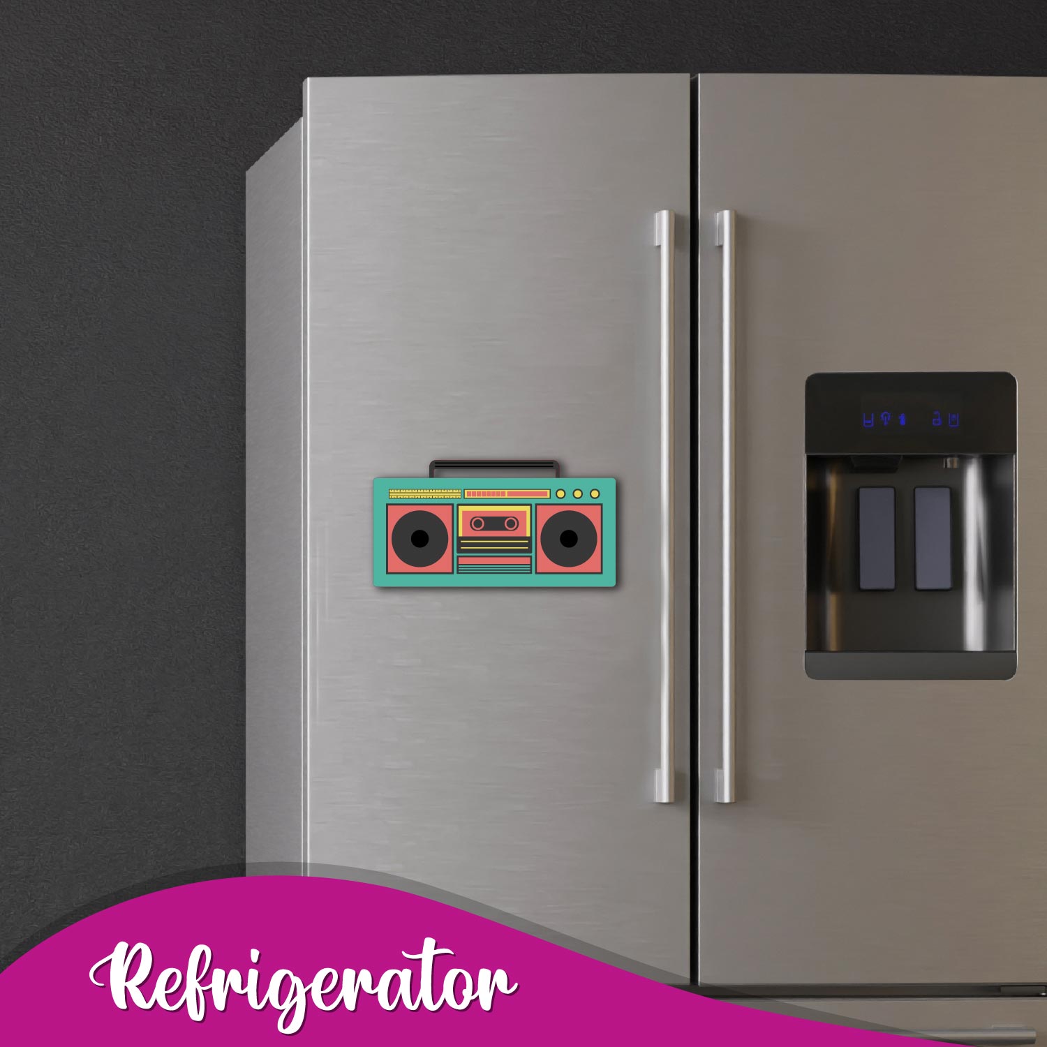 quirky Boom Box collectible fridge magnet