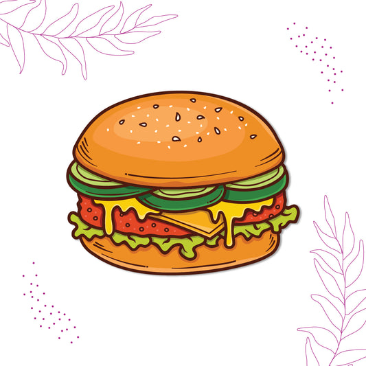 Fast food burger design fridge magnet