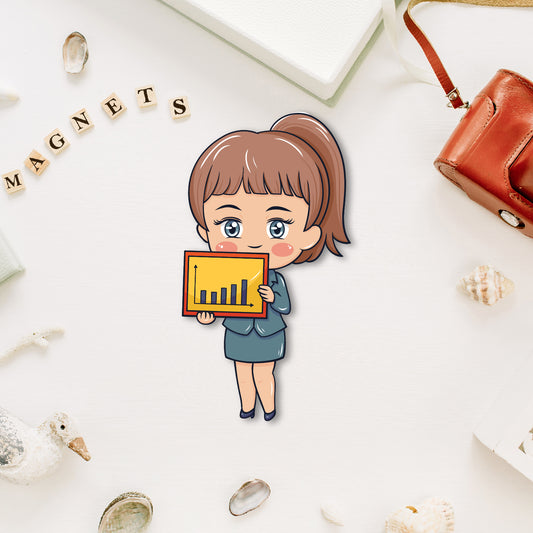 Business woman magnet with a briefcase