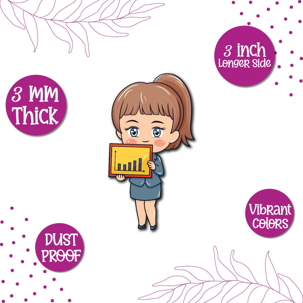 Business Woman Wooden Fridge Magnet