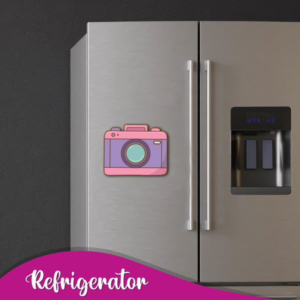 Camera (Pink) Wooden Fridge Magnet