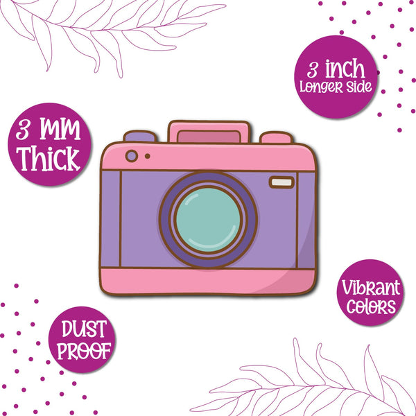 Camera (Pink) Wooden Fridge Magnet