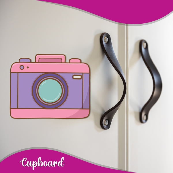 Camera (Pink) Wooden Fridge Magnet