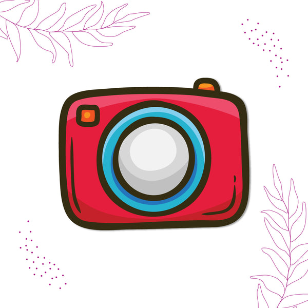 Camera (Red) Wooden Fridge Magnet