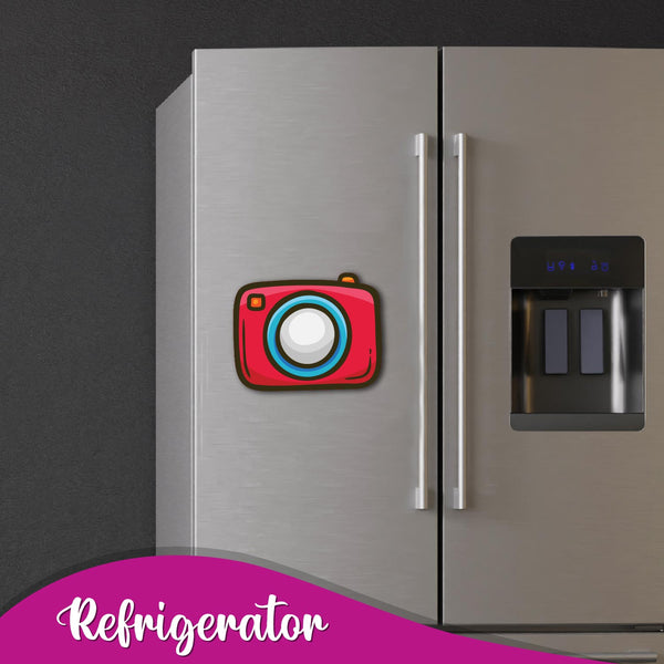 Camera (Red) Wooden Fridge Magnet