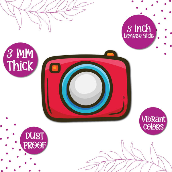 Camera (Red) Wooden Fridge Magnet