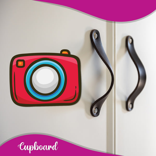Camera (Red) Wooden Fridge Magnet