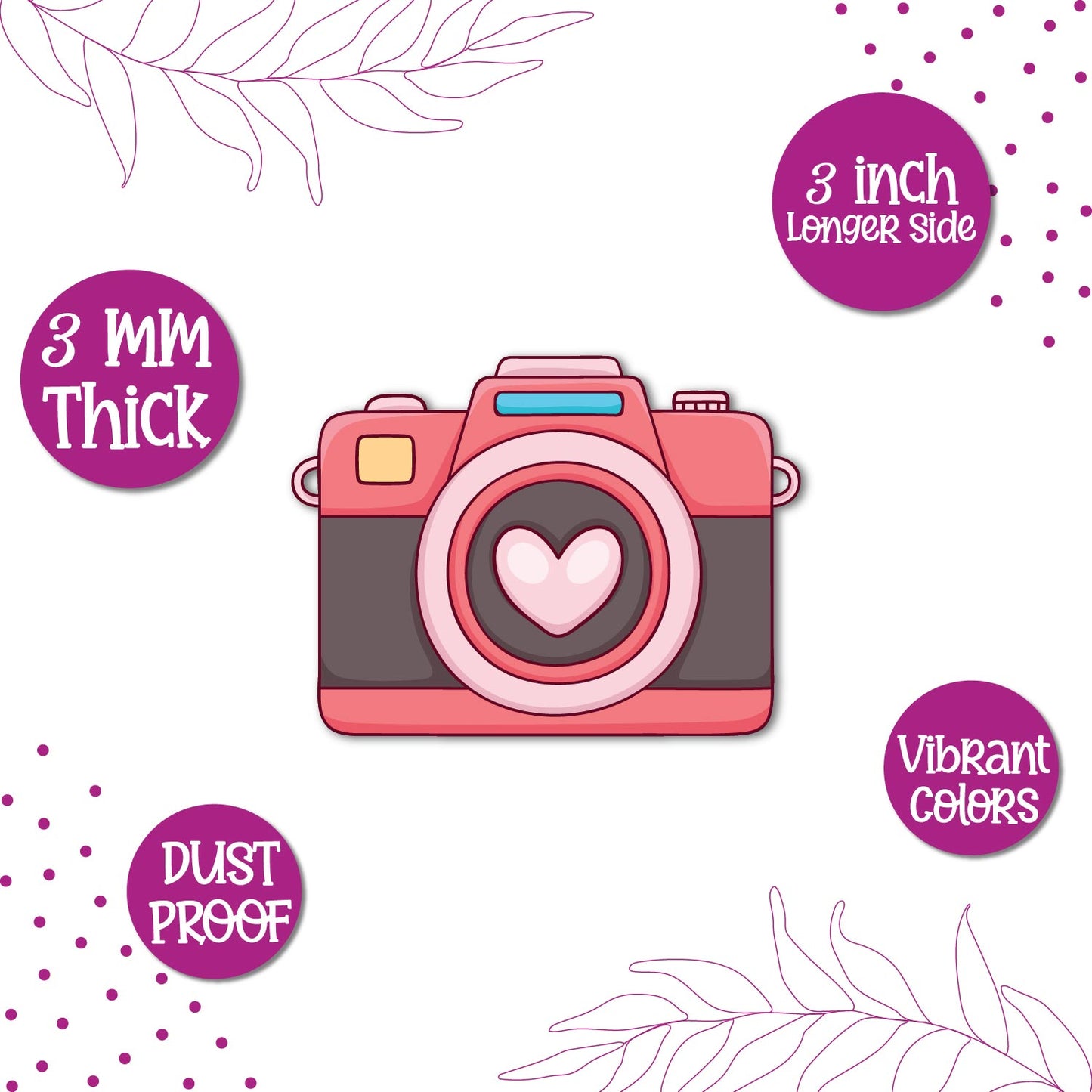 Camera with heart fridge magnet kitchen decor