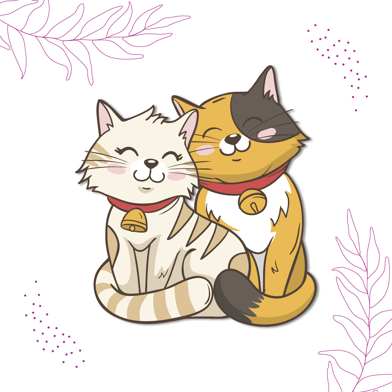 Laser-cut durable cat couple fridge magnet with romantic design