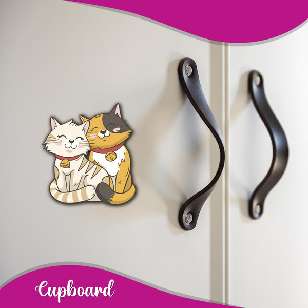 Cat Couple Wooden Fridge Magnet