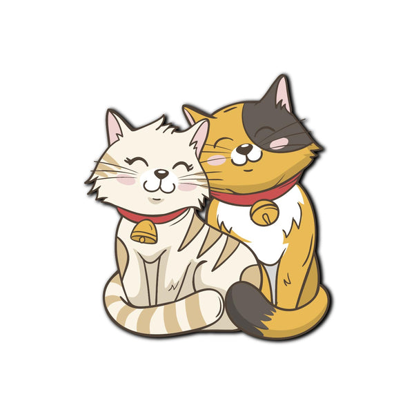 Cat Couple Wooden Fridge Magnet