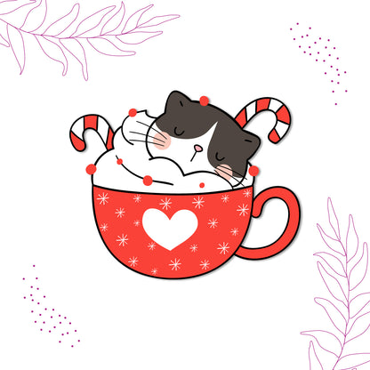 Cat in cup design fridge magnet India
