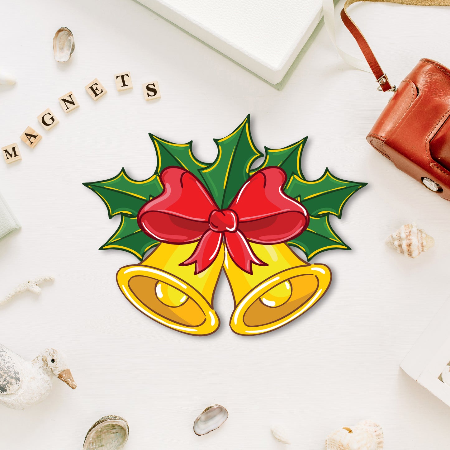 Premium wooden christmas bell fridge magnet handmade festive decor