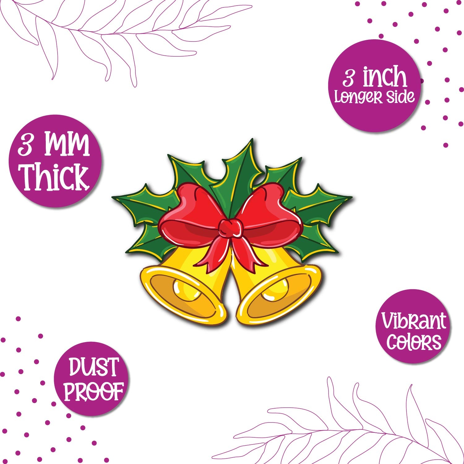 Handcrafted christmas bell fridge magnet with premium wooden finish