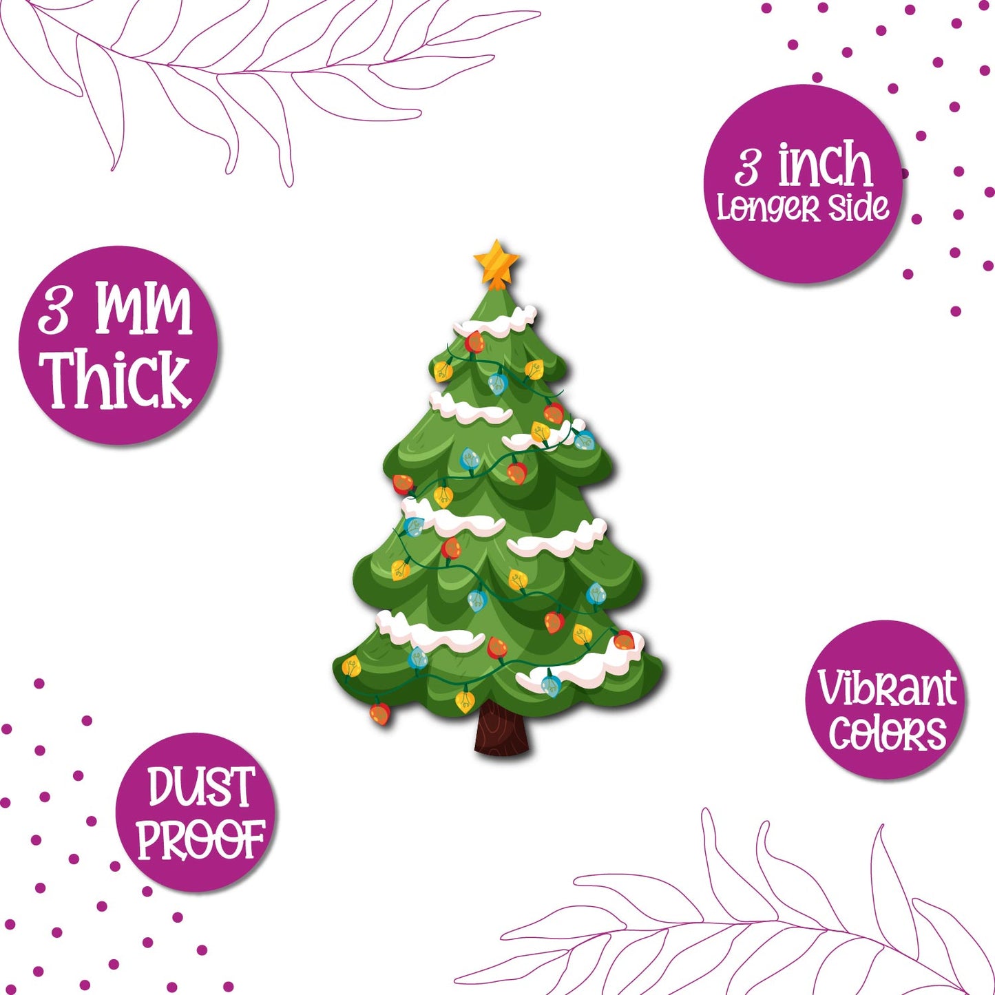 Handcrafted christmas tree fridge magnet with premium wooden finish