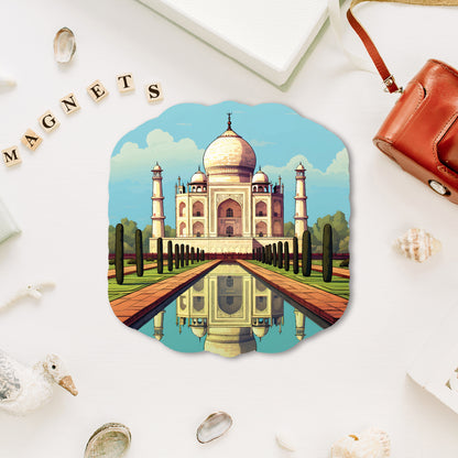 Agra Taj Mahal Wooden Fridge Magnet - Travel Souvenir & Gifting