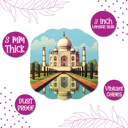 Agra Taj Mahal Wooden Fridge Magnet - Travel Souvenir & Gifting