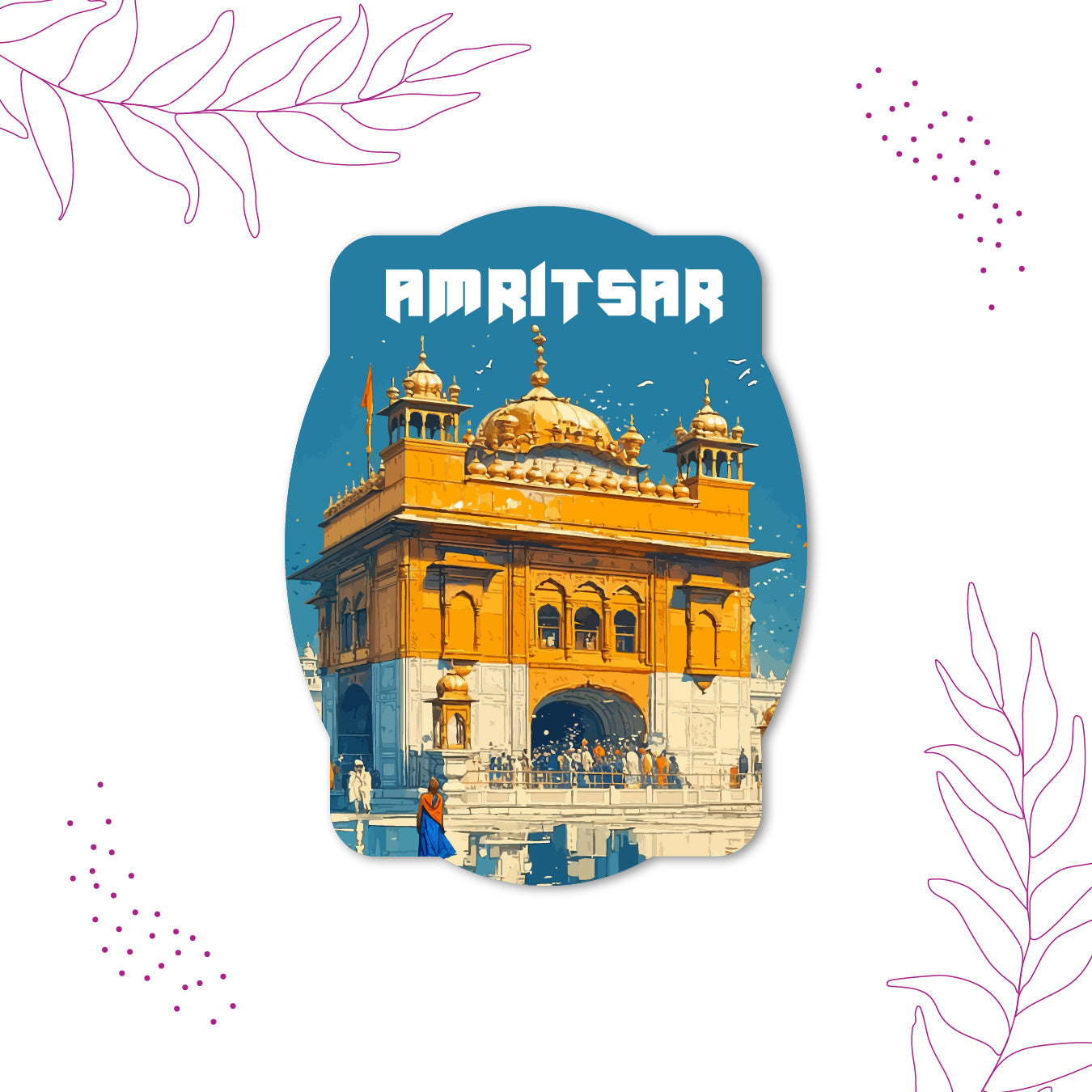 Amritsar Fridge Magnet with Golden Temple Design
