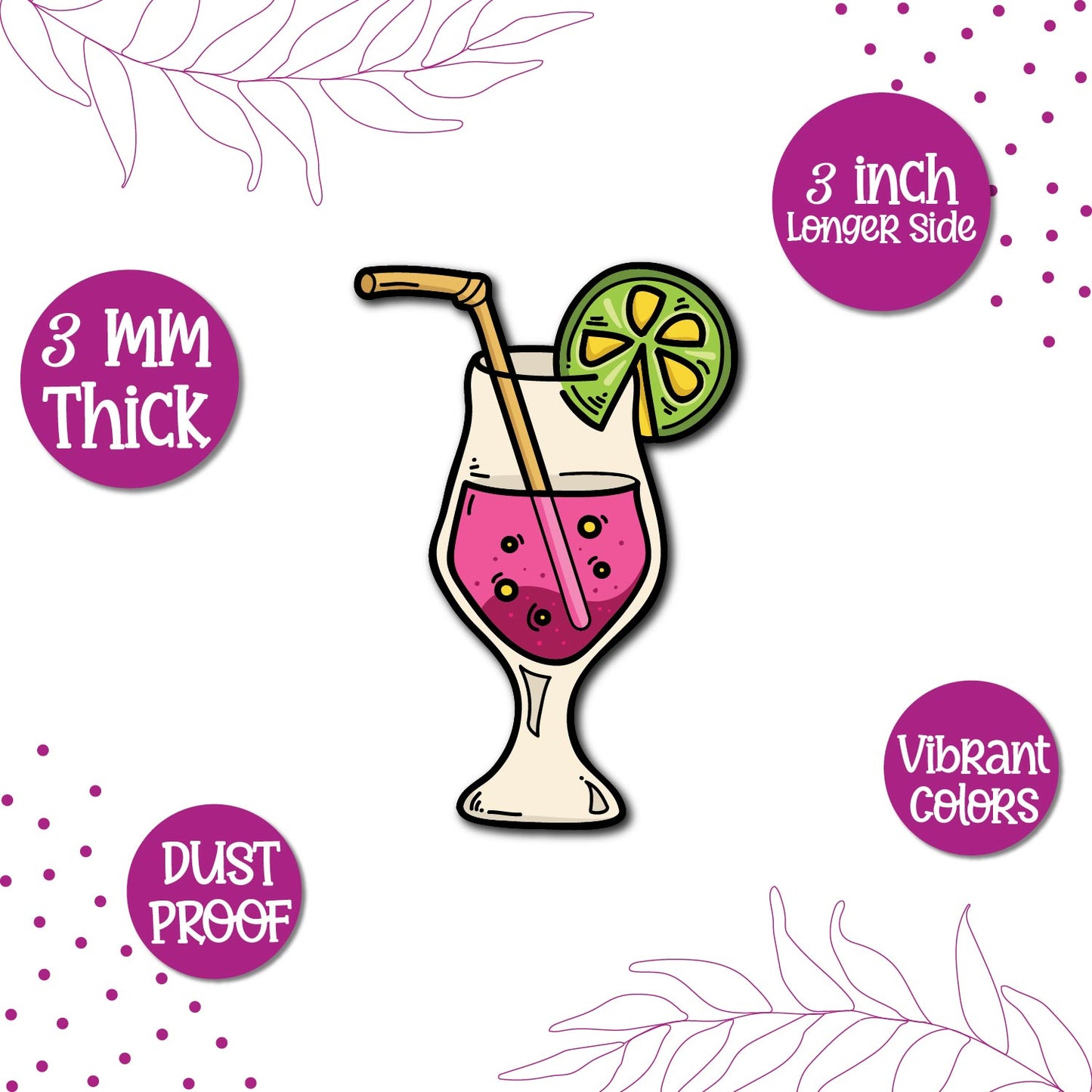 A unique cocktail magnet, perfect for a happy hour lover.
